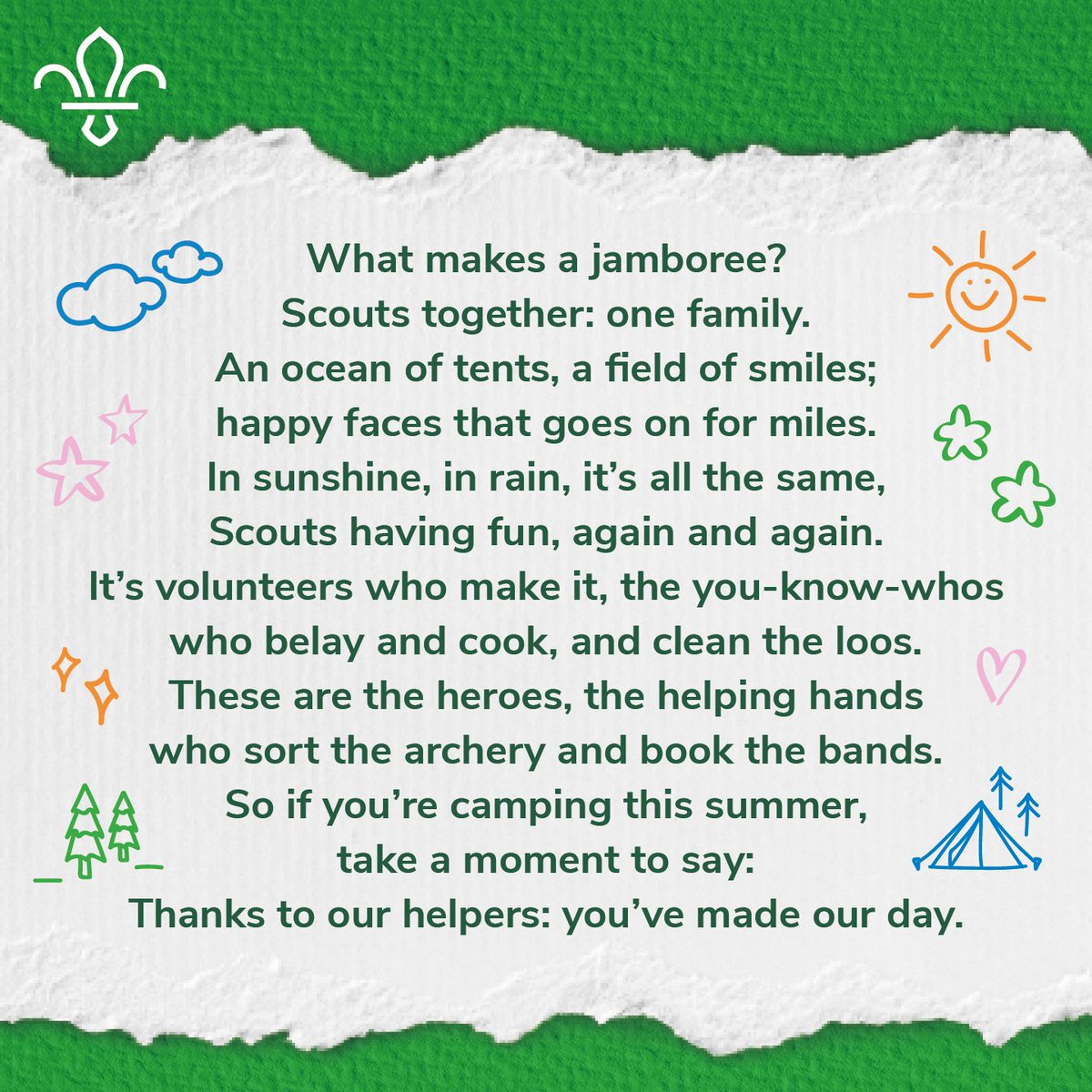 scouts's tweet photo. To all our inspirers and lend-a-handers, we’d just like to say ‘Thank you!’ #OutdoorIn24 #SkillsForLife https://t.co/fWGpA9y0X1