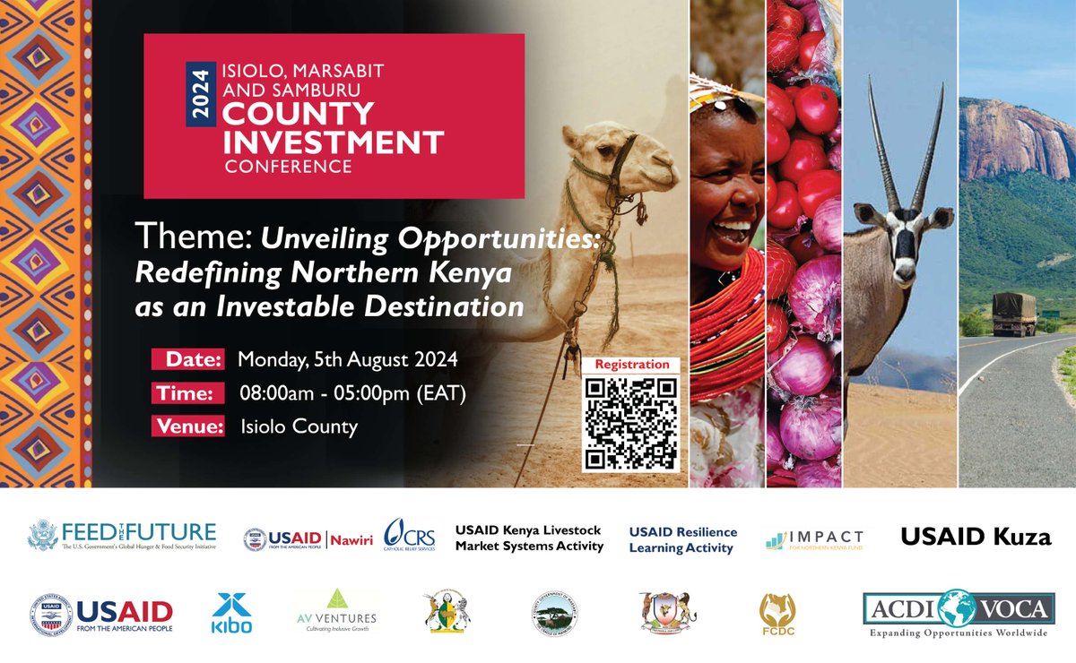 📅 The Isiolo, Samburu, and Marsabit County Investment Conference is set to be held this Monday, August 5!

For a chance to be part of this enlightening conversation on the region's economic potential, register for the event: bit.ly/3WWsHBT