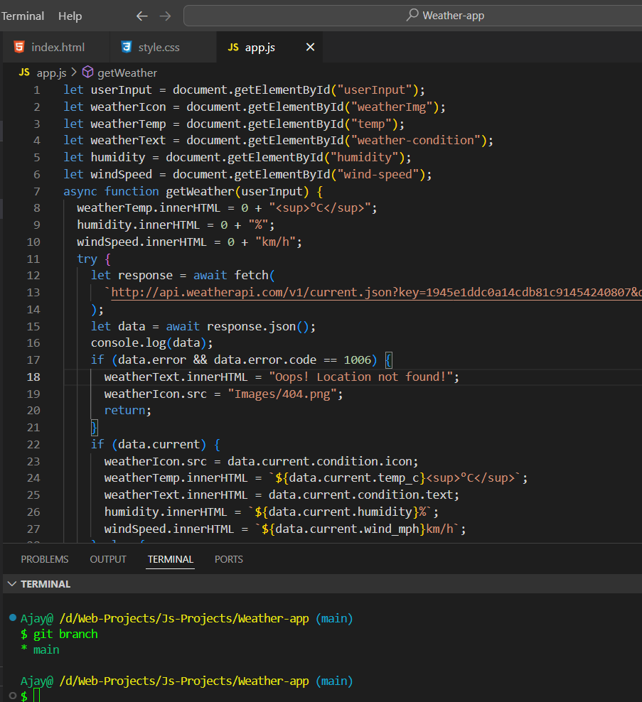 dev_ajay_87's tweet photo. Hey! #x members excited😀to share that I have
created a "Weather - App" 🌥️using HTML, CSS and JavaScript.

Source code🔗: https://t.co/f0RqHn7d4p

Live at🌐: https://t.co/AHlgOSH7ju

#weatherapp #html #css #javascript  #WebDevelopment https://t.co/OlIscKzVJy