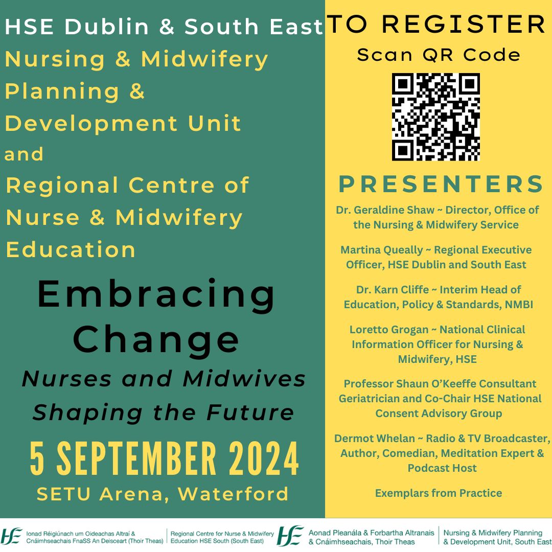 RCNME (Dublin and South East) (@rcnme_se) on Twitter photo NMPDU and RCNME Conference - Embracing Change: Nurses and Midwives Shaping the Future 05-09-2024 WATERFORD Register at surveys.hse.ie/s/NMPDU-RCNME-……
<a href="/NurMidONMSD/">ONMSD</a>
@IEHospitalGroup
<a href="/SouthEastCH/">HSE/SECH (now part of HSE Dublin and South East)</a>
<a href="/PublicHealthDSE/">Department Public Health HSE Dublin & South East</a>
<a href="/JudyRyan22/">Judy Ryan</a>
<a href="/CeireRochford/">Ceire Rochford</a> NMPDU and RCNME Conference - Embracing Change: Nurses and Midwives Shaping the Future 05-09-2024 WATERFORD Register at surveys.hse.ie/s/NMPDU-RCNME-……
<a href="/NurMidONMSD/">ONMSD</a>
@IEHospitalGroup
<a href="/SouthEastCH/">HSE/SECH (now part of HSE Dublin and South East)</a>
<a href="/PublicHealthDSE/">Department Public Health HSE Dublin & South East</a>
<a href="/JudyRyan22/">Judy Ryan</a>
<a href="/CeireRochford/">Ceire Rochford</a>