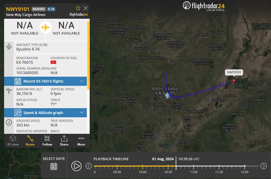 Laurent_Le_Bloa's tweet photo. IL76 #NWY9101 possibly landed #Asmara #Erytrea before final destination #Moqdisho
Take off Abu Dhabi 02h10utc
last contact over Red Sea 05h10utc
next contact North #AdisAbaba #Ethiopia 5 h later 10h20utc
final landing now #Somalia 12h20utc
@Abdi678 @Somaliland31 @WILDRSL https://t.co/3xqi3p0GA4