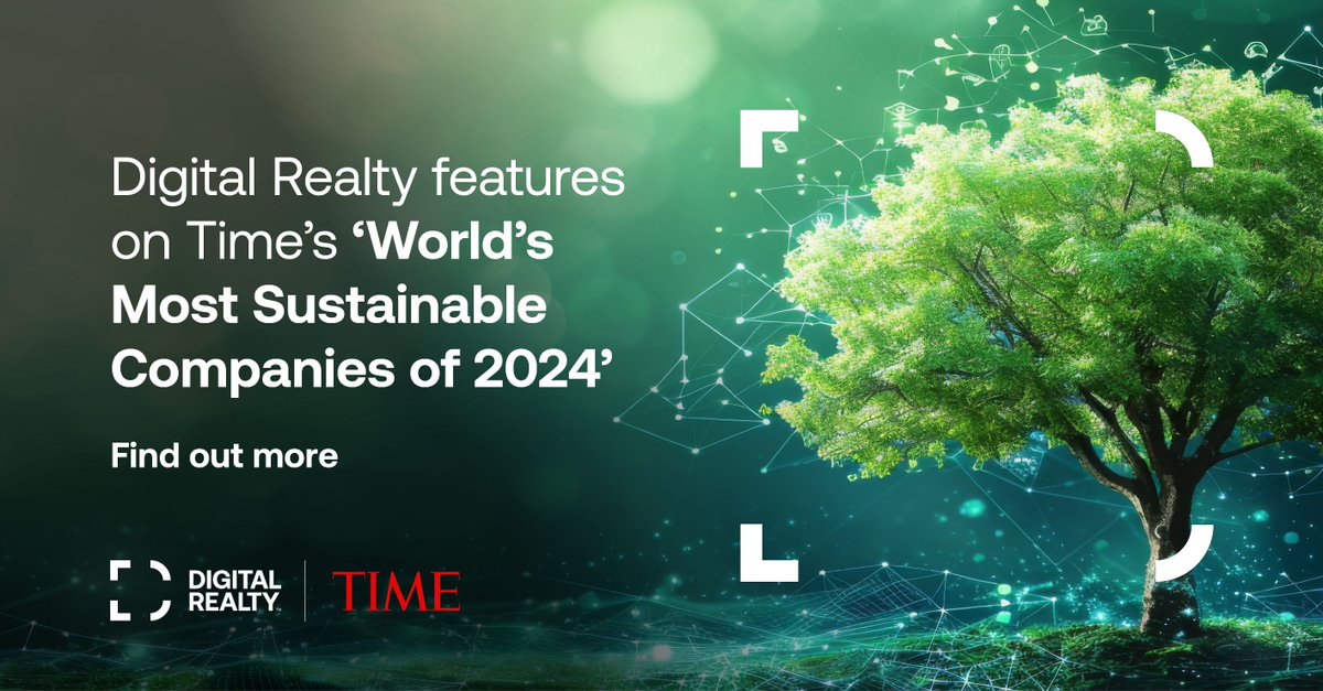 Digital Realty is proud to have been named one of <a href="/TIME/">TIME</a>'s Most Sustainable Companies! 🌍