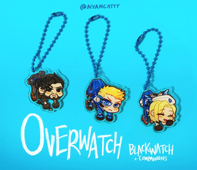 posting previews for my store re-opening again in lieu of new art  i'll announce the reopening date soon!! bunch of new overwatch, p3, and hsr stuffs 
