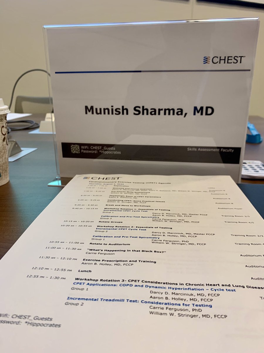 Munishpccm's tweet photo. Excited to attend this course on Cardiopulmonary Exercise Testing ( CPET). CHEST is always a great resource for physicians @accpchest @CHESTPrez @BSWHTemple_PCCM https://t.co/gJae4yxUOE