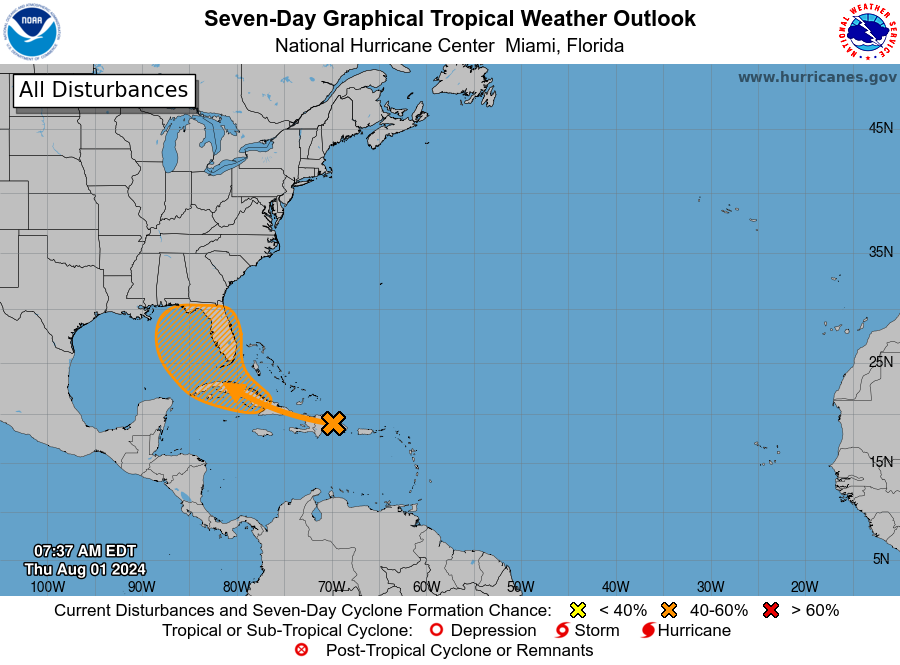 A tropical depression could form this weekend over the eastern Gulf of Mexico or near the Florida Peninsula. Interests across the Greater Antilles, the Bahamas, and Florida should continue to monitor the progress of this system. #nema #esf #hurricane #beprepared
