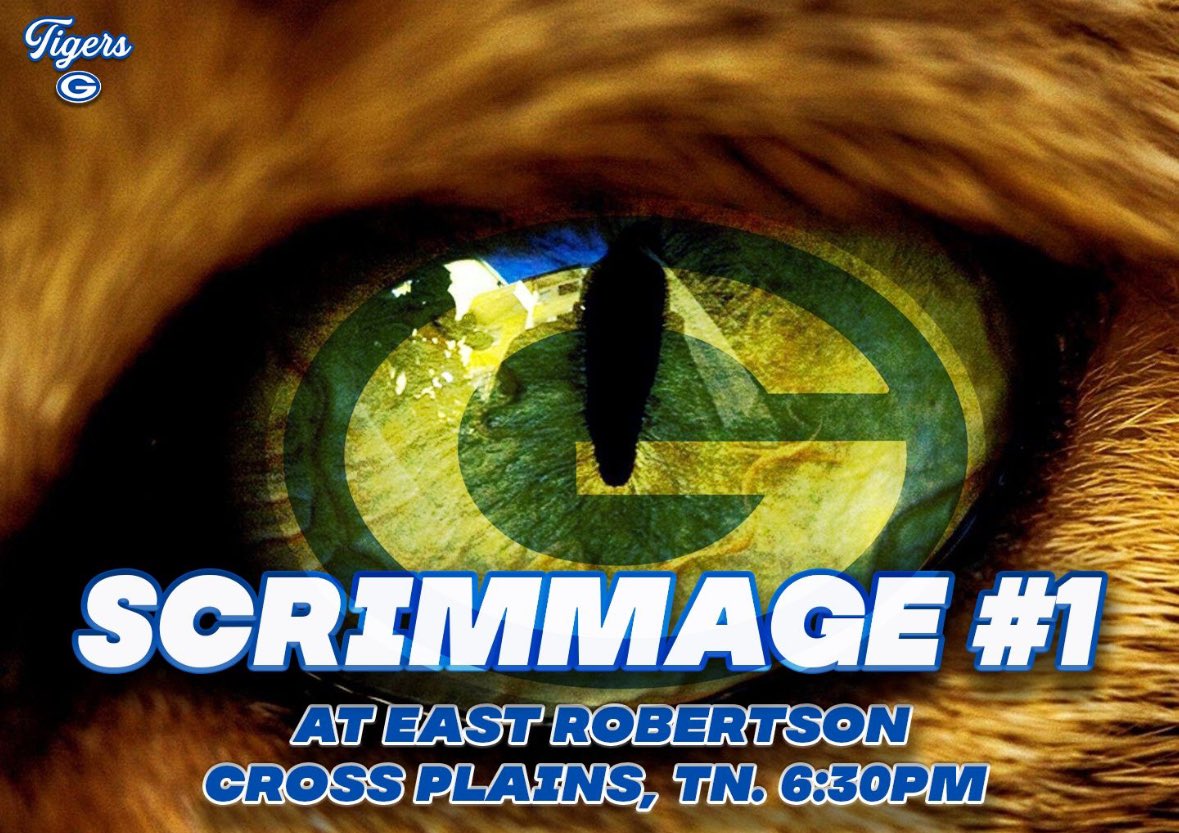 Big Trip to Cross Plains tonight!! 

🆚 East Robertson 

🕖 6:30pm 

📍 East Robertson High School 
      115 Kilgore Trce, Cross Plains. 

*The start time will be dependent on the heat index.