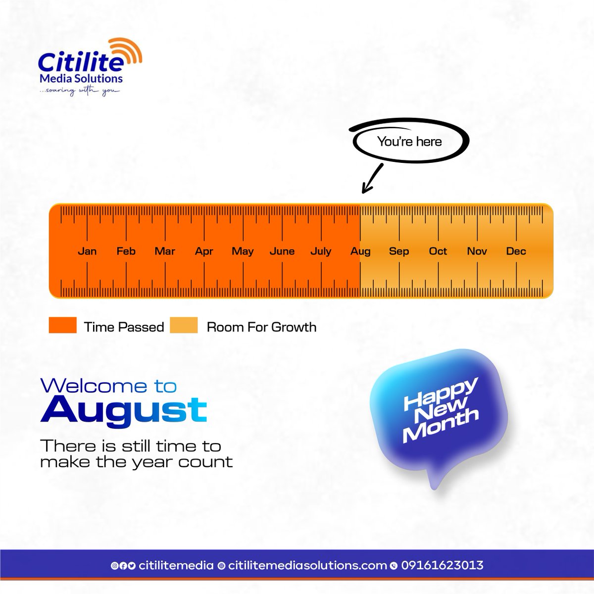 CitiliteMedia's tweet photo. There's still plenty of time to make this year count. Whether you're looking to achieve personal goals or professional milestones, this new month is a perfect opportunity to refocus and recharge.

Make the most of the remaining months.

#NewMonth #August2024 #GoalSetting https://t.co/smifZmzwpt