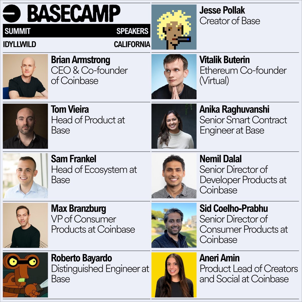 Base (@base) on Twitter photo We're hosting the BaseCamp Summit, on the future of our onchain ecosystem
Watch live, starting at 10:20am PT / 1:20pm ET
x.com/i/broadcasts/1β¦ We're hosting the BaseCamp Summit, on the future of our onchain ecosystem
Watch live, starting at 10:20am PT / 1:20pm ET
x.com/i/broadcasts/1β¦