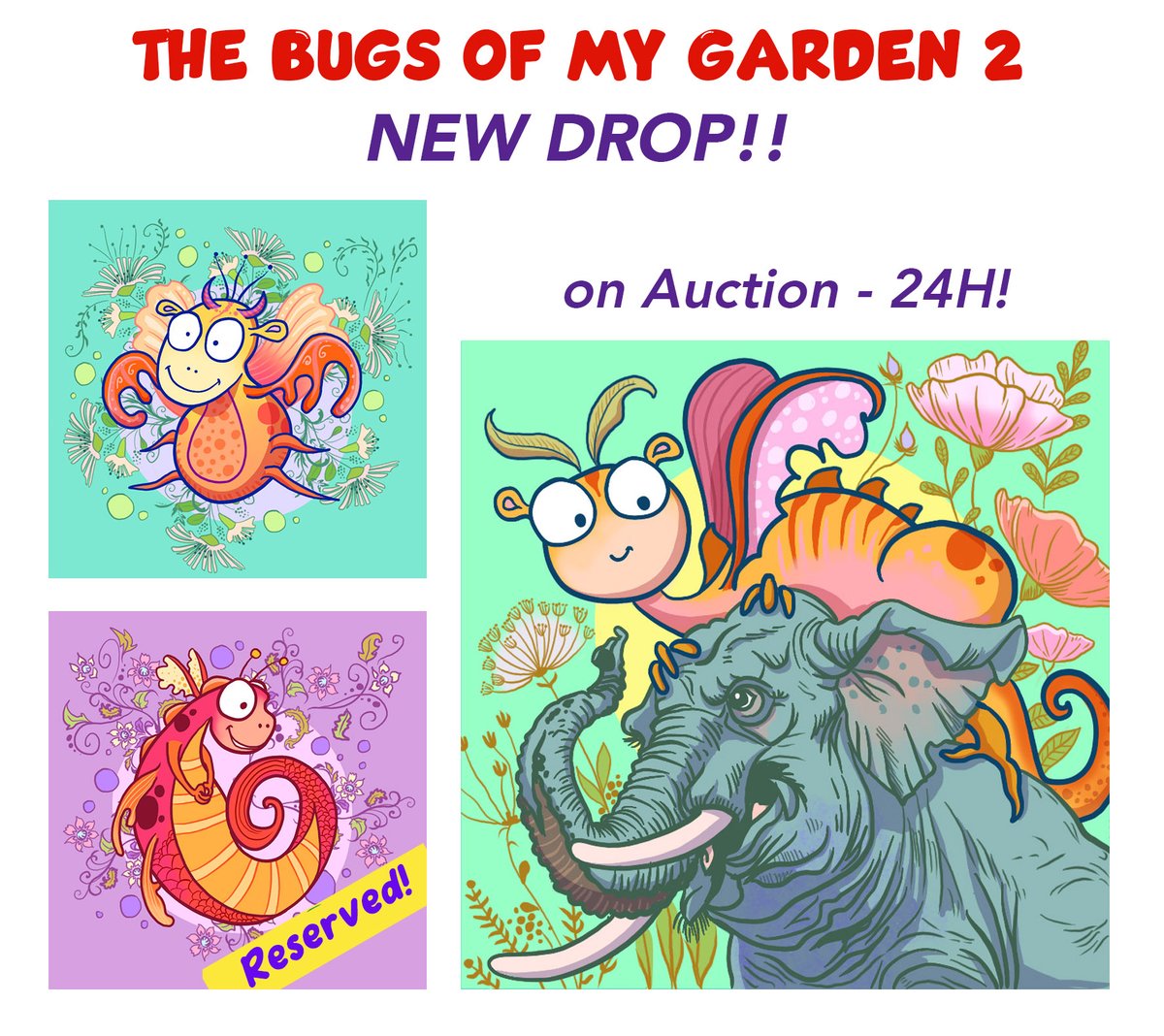 💜 The Bugs of my Garden V2💜
NEW DROP!! 🚀🔥
- 1 Bug v2 available at fixed price - 0.008 wEth!! 🥳🐛🐞🦋
- 1 Bugs Scene on Auction - 24H!!!

opensea.io/collection/the…

<a href="/opensea/">OpenSea</a> #NFTCommunity #collectors #Bugs #fun