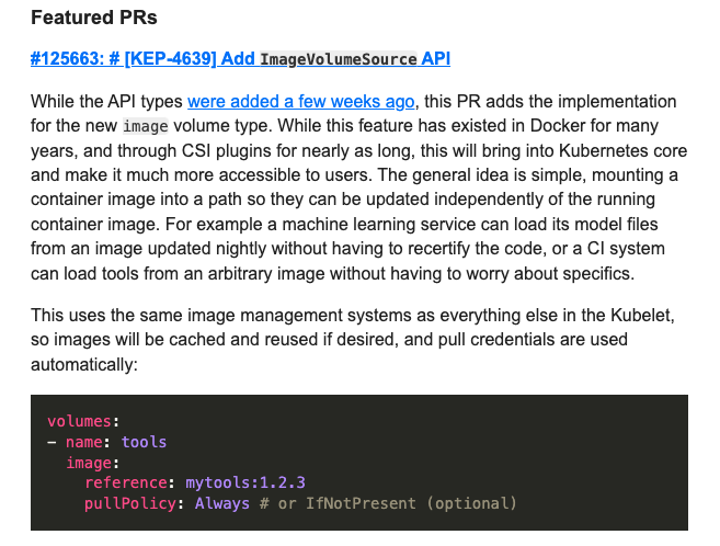 Natan Yellin (@aantn) on Twitter photo New K8s feature coming soon: the ability to mount a docker container as a volume!
From my favorite K8s newsletter - <a href="/LWKDNews/">Last Week In Kubernetes Development</a> New K8s feature coming soon: the ability to mount a docker container as a volume!
From my favorite K8s newsletter - <a href="/LWKDNews/">Last Week In Kubernetes Development</a>