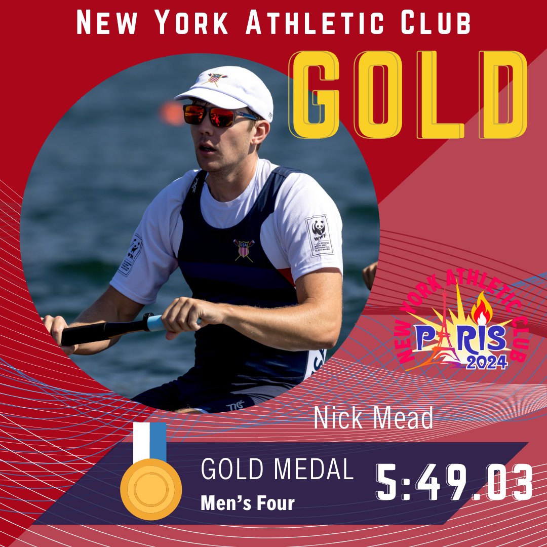HISTORIC GOLD 🇺🇸🥇 - The US Men's Four, with the NYAC's Nick Mead and teammates, claimed the GOLD medal this morning at the Paris 2024 Games, with a finish of 5:49.03! Notably, this is Team USA's first gold in the event since the Rome 1960 Games, 64 years ago.
#Paris2024 #NYAC