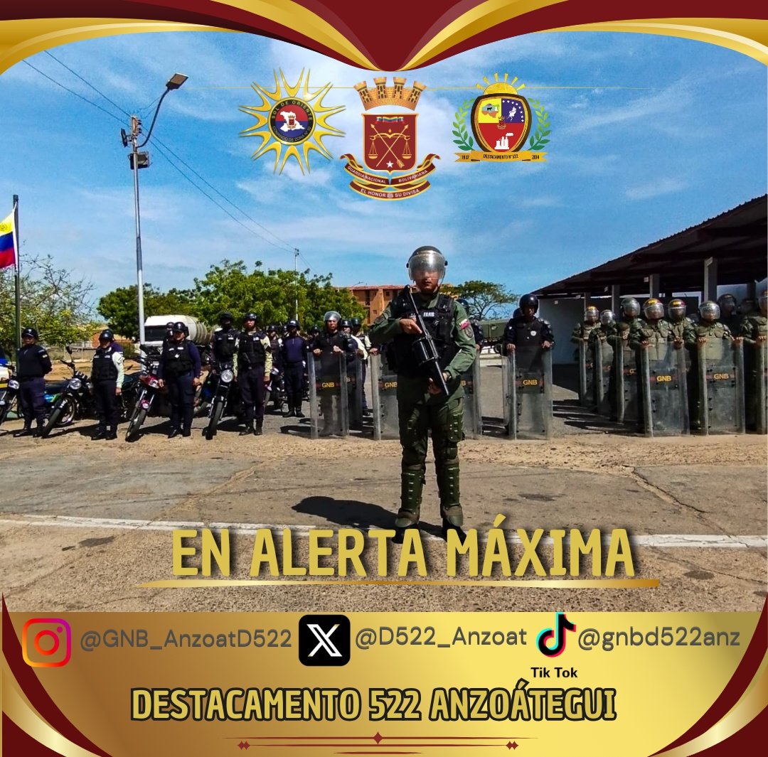 En alerta máxima por el bienestar y la tranquilidad de la patria.
#1Ago