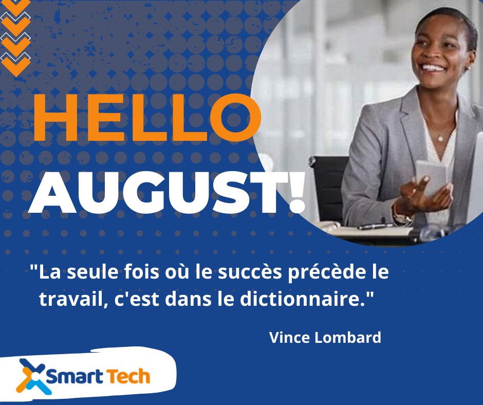 SmartTech_corp's tweet image. La seule fois où le succès précède le travail, c'est dans le dictionnaire."

Heureux mois d'Août à vous! ✨ 

#SmartTech #BonDebutDuMois #Travail #leadership