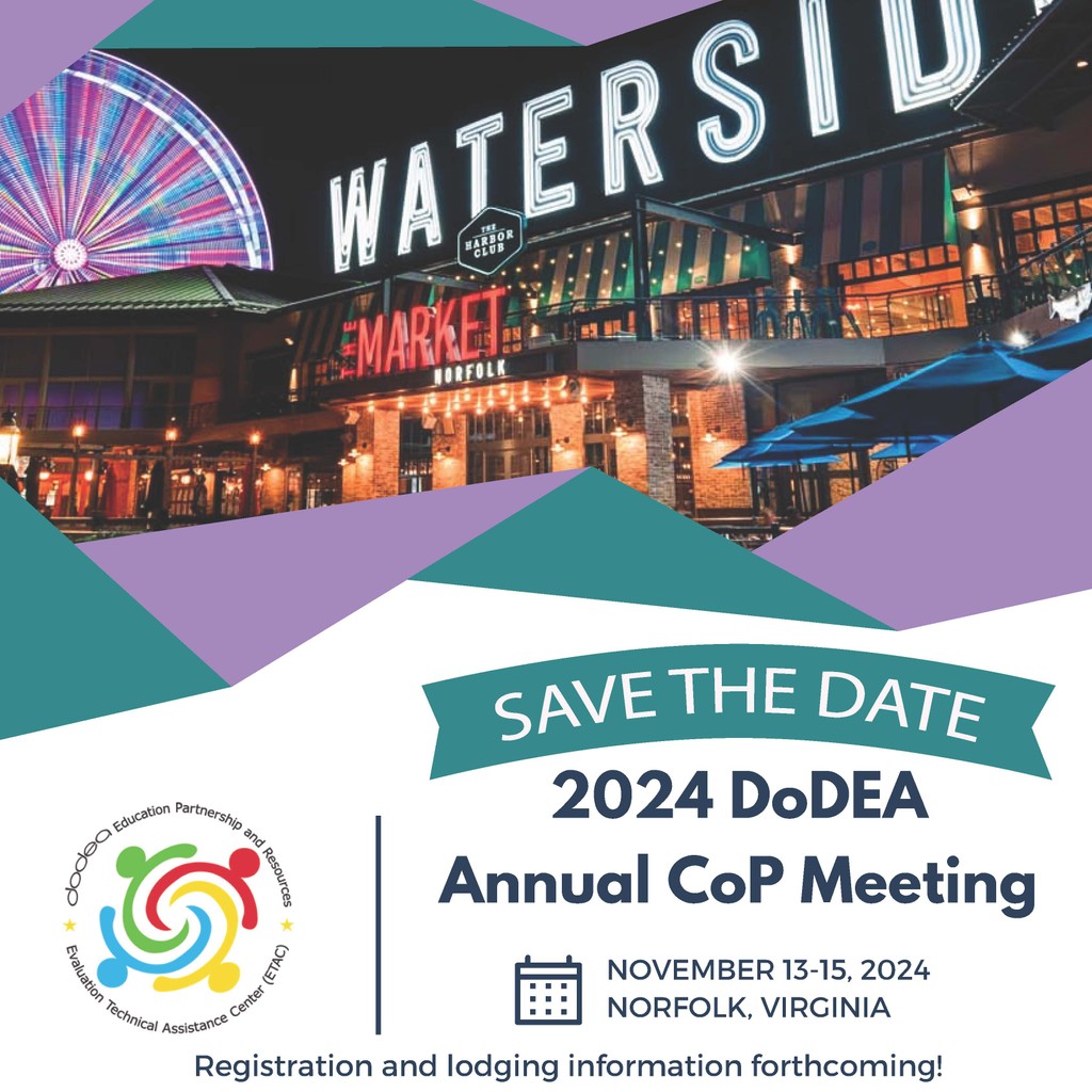 DoDEA ETAC (@dodeagrants) on Twitter photo DoDEA educators & partners! Join us for the 2024 CoP Meeting on Nov 13–15. Details & registration coming soon! #DoDEA #CoPMeeting DoDEA educators & partners! Join us for the 2024 CoP Meeting on Nov 13–15. Details & registration coming soon! #DoDEA #CoPMeeting