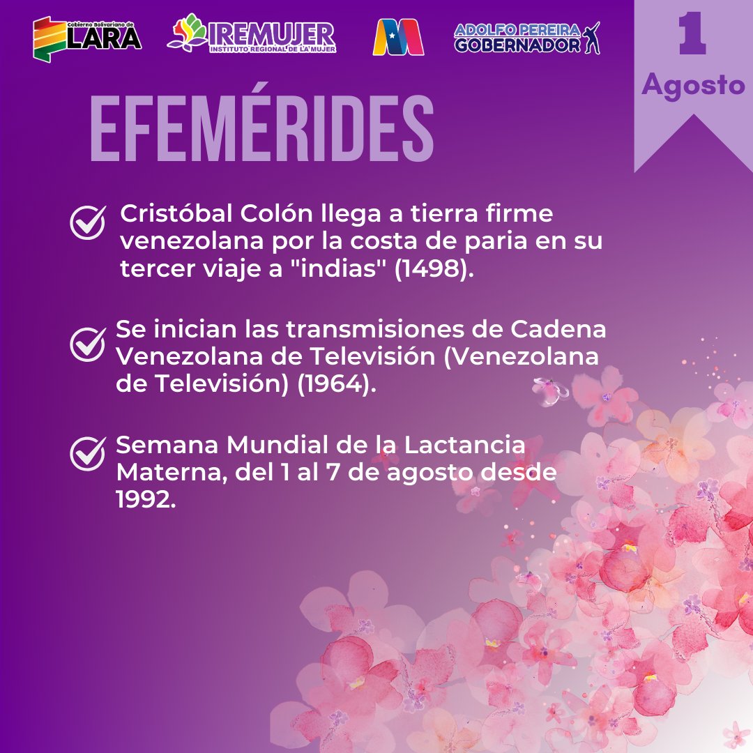 #1Ago | Bendecido jueves e inicio de mes✨💜

#efemérides