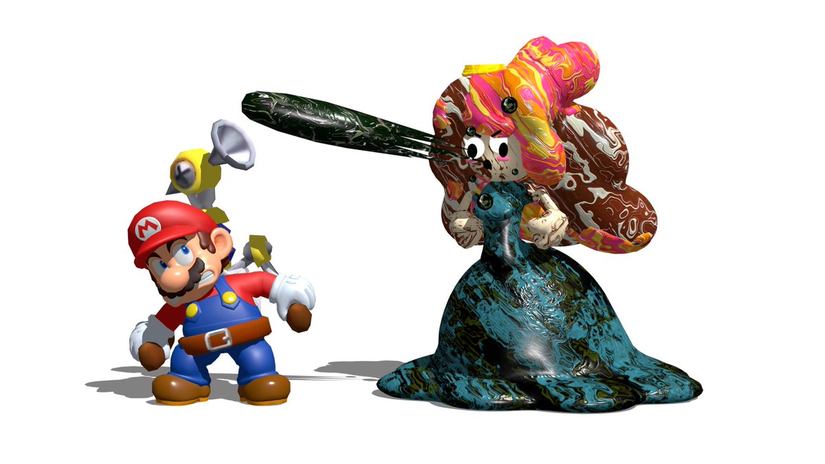 therealmicrosrb's tweet photo. i made this goofy mario sunshine goop woman a few months ago, and never showed her off because the model was full of broken parts. might release the model soon idk. https://t.co/1WoljcaGnP