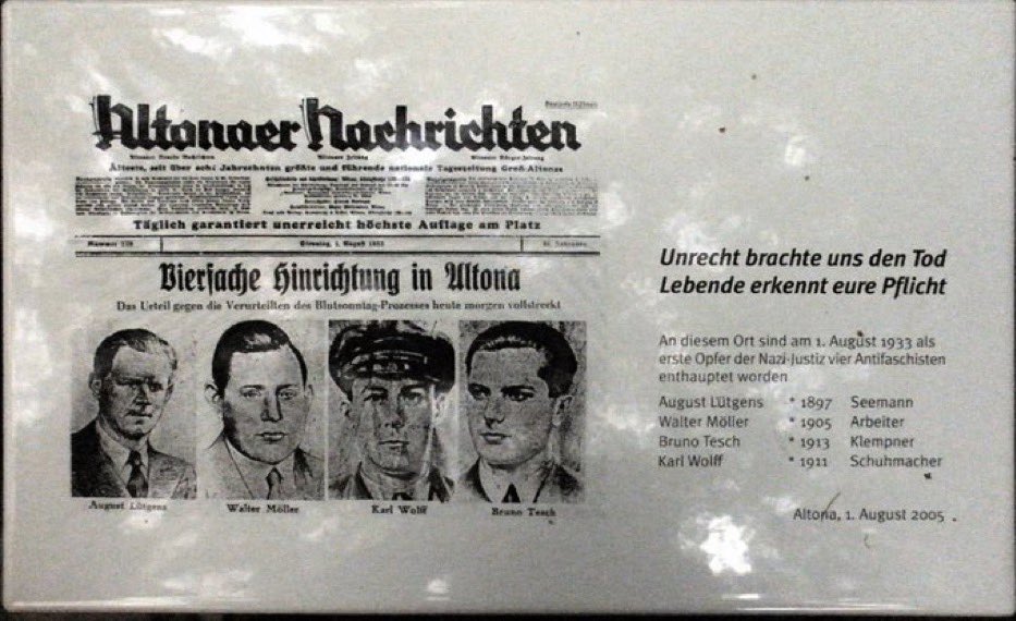Auf die Altonaer Blutsonntage 1932 folgten 1933 nach Machtantritt der Nazis die Blutsonntagsprozesse,wobei rechtsstaatliche Regeln außer Kraft gesetzt,einseitig ermittelt wurde,gefälschte Beweise zum Einsatz kamen und Zeugen - sowie Sachverständigenaussagen nur ein Ziel hatten