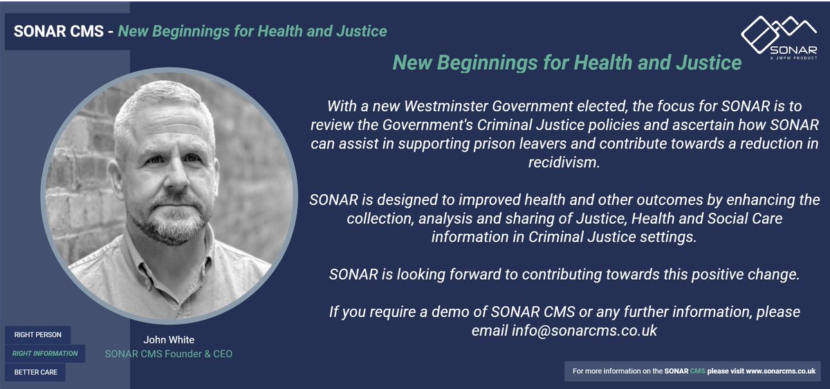 New Beginnings for Health and Justice - SONAR CMS's (A product of JWPM) General Election Response

Learn more about our response on our SONAR CMS Website: sonarcms.co.uk/blog

#Westminster #Government #SONARCMS #healthandjustice #healthcare #socialcare #criminaljustice