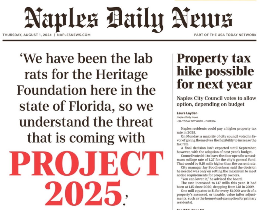 What Naples is reading this morning: 1) “We have been the lab rats for the  Heritage Foundation here in the state of Florida, so we understand the  threat that is coming with, image size:1042x829