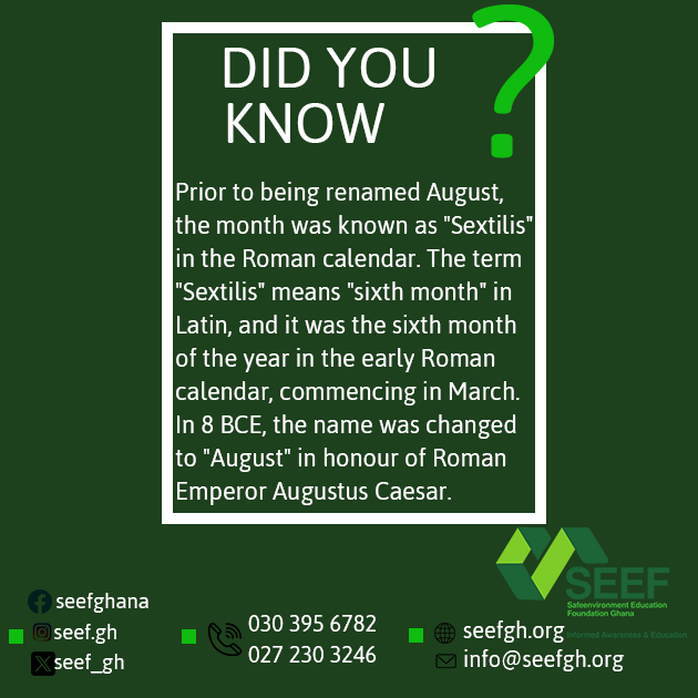 seef_gh's tweet photo. Did You Know (DYK)
#SEEF #MBAGroup #HealthSafetyEnvironment #Education #Awareness #DYK #HappyNewMonth #AugustIsHere https://t.co/7Xv6PGcbT9