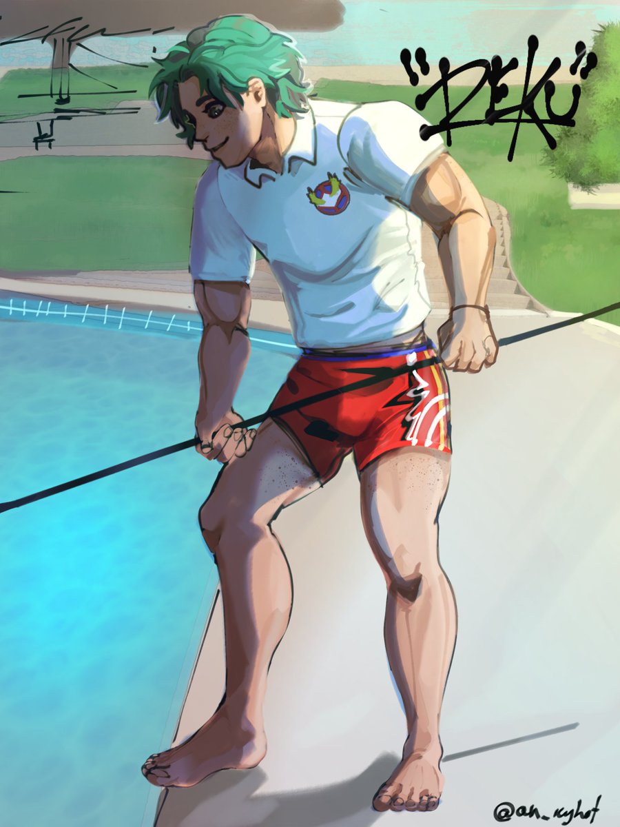 I'm very happy to finally share the pieces I made for this year's <a href="/tododekubigbang/">TodoDeku Big Bang</a> ! I had the pleasure to make accompanying pieces to <a href="/leawastingtime/">Spidermonkeyyy (looking for her locca)</a> 's fic "Poolside Paradise", please be sure to check it out; It's very fun and will keep you hooked til the end! Llnk below+more↓