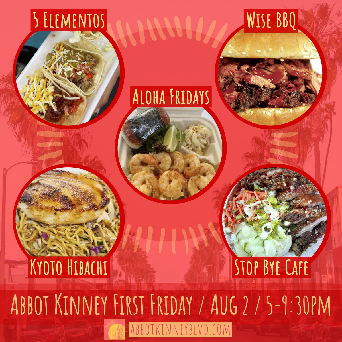 abbotkinneyblvd's tweet image. A few more examples of the wide array of delicious food from around the globe at First Friday on Abbot Kinney. We'll see you on the Blvd tomorrow night! Kicks off at 5pm.