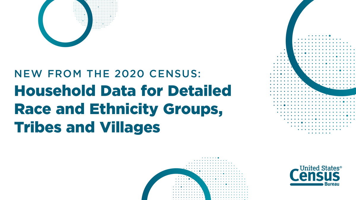 uscensusbureau's tweet photo. 🆕 #2020Census counts of households are now available, along with information on household type and tenure for detailed #race and #ethnicity groups and #AIAN tribes and villages.

Explore #data for both the nation and your community: https://t.co/FdXRCsf3pH https://t.co/Lyc8jukwxX