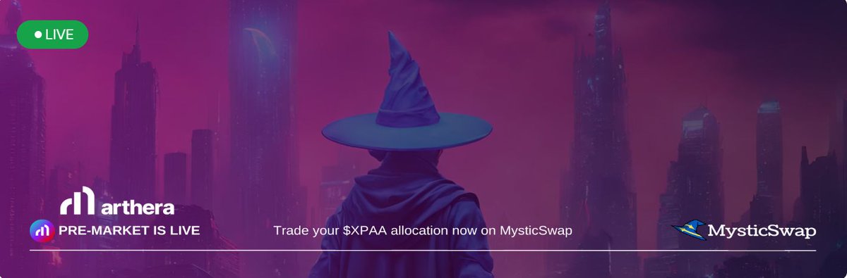 Arthera Chain (@artherachain) on Twitter photo Pre-market $XPAA is now LIVE on <a href="/MysticSwap/">Mysticswap</a>!
It's your chance to dive into the action and trade $XPAA here: app.mysticswap.io ๐๐ช
Explore new trading horizons without gas fees and stay ahead!
#dontbelate and make your moves now! ๐ Pre-market $XPAA is now LIVE on <a href="/MysticSwap/">Mysticswap</a>!
It's your chance to dive into the action and trade $XPAA here: app.mysticswap.io ๐๐ช
Explore new trading horizons without gas fees and stay ahead!
#dontbelate and make your moves now! ๐