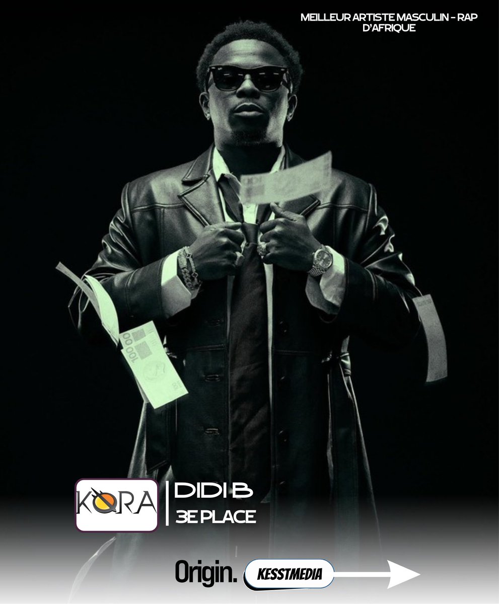kultur_inc's tweet photo. #News | @Didibofficial à la 10e place du Top 10 des Musiques Africaines les plus écouter 🎧 dans le monde 🌍🔥  
Félicitations Shogun ! 🇨🇮👑
Cc: @Diba_Diallo 
   🚀Votons pour lui au @kora_awards 

#media #kesstmedia_suiveznous #besttop #Top10 https://t.co/LqGwgJSlA6