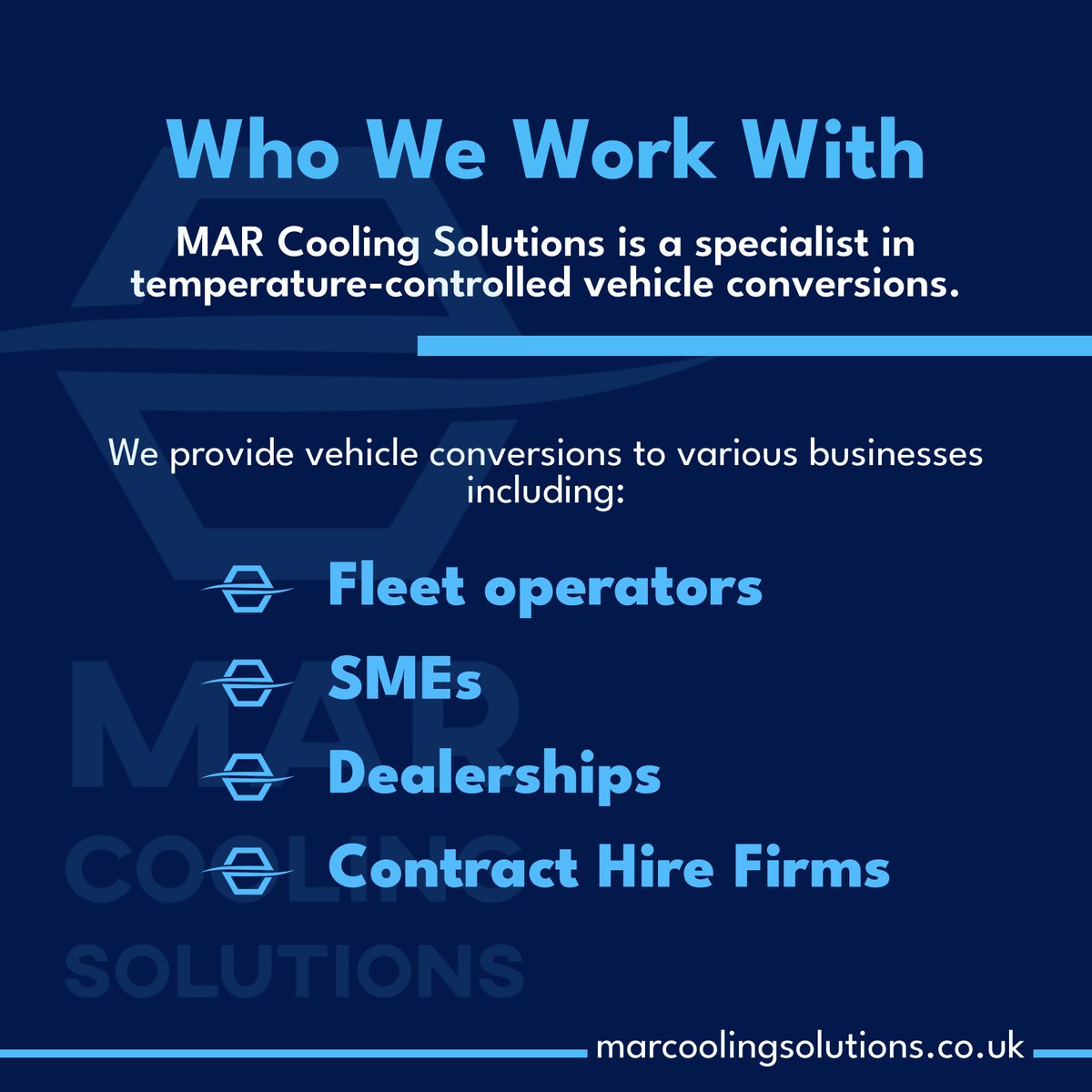 marcsltd's tweet photo. Looking to expand your business with #fridge or temperature-controlled vehicles?

Our team is made up of #conversions specialists &amp; will work with you to find the best solution for your needs.

Contact us today with your requirements: info@marcoolingsolutions.co.uk

#coldchain https://t.co/D90rE2NsQj