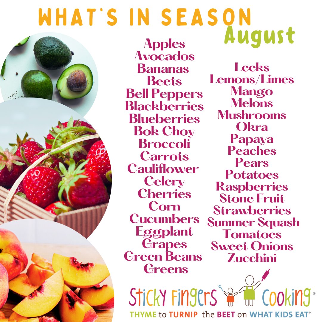 StickyFingersCO's tweet image. ☀️ Happy August!  ☀️ What's in Season? Discover delicious and fresh recipes that celebrate the best of seasonal produce! 🍅 
stickyfingerscooking.com/recipes

#SeasonalEating #RecipeBox #FreshFlavors #StickyFingersCooking #August #EasyRecipes #KidsCooking