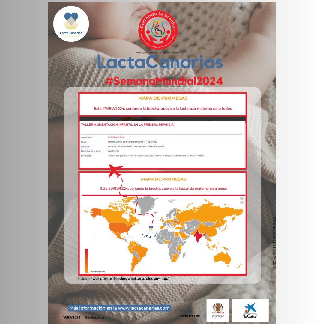Querid@s LactaCanari@s💕 Hoy se inicia la🎉 *Semana Mundial de la Lactancia Materna 2024*🎉, una celebración anual que se extiende del 1 al 7 de agosto en más de 120 países alrededor del mundo. 
#ApoyoALaLactanciaMaternaParaTodos 
#SemanaMundial2024