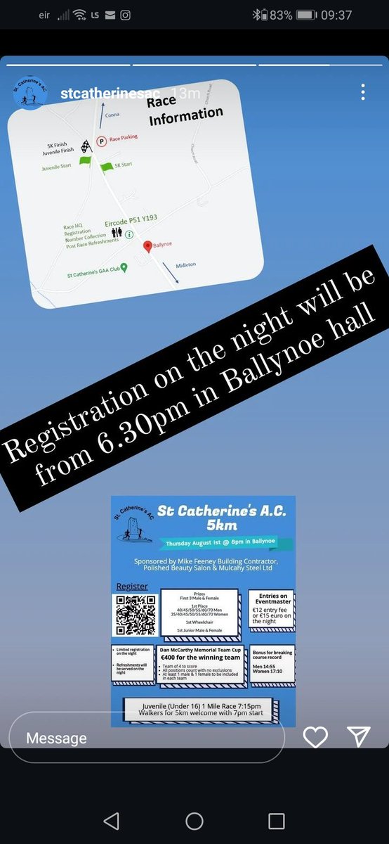 A few people have messaged regarding entry on the night.... Yes entries will be available from 6.30 Ballynoe Hall. Beautiful day

See you all tonight #Athletics