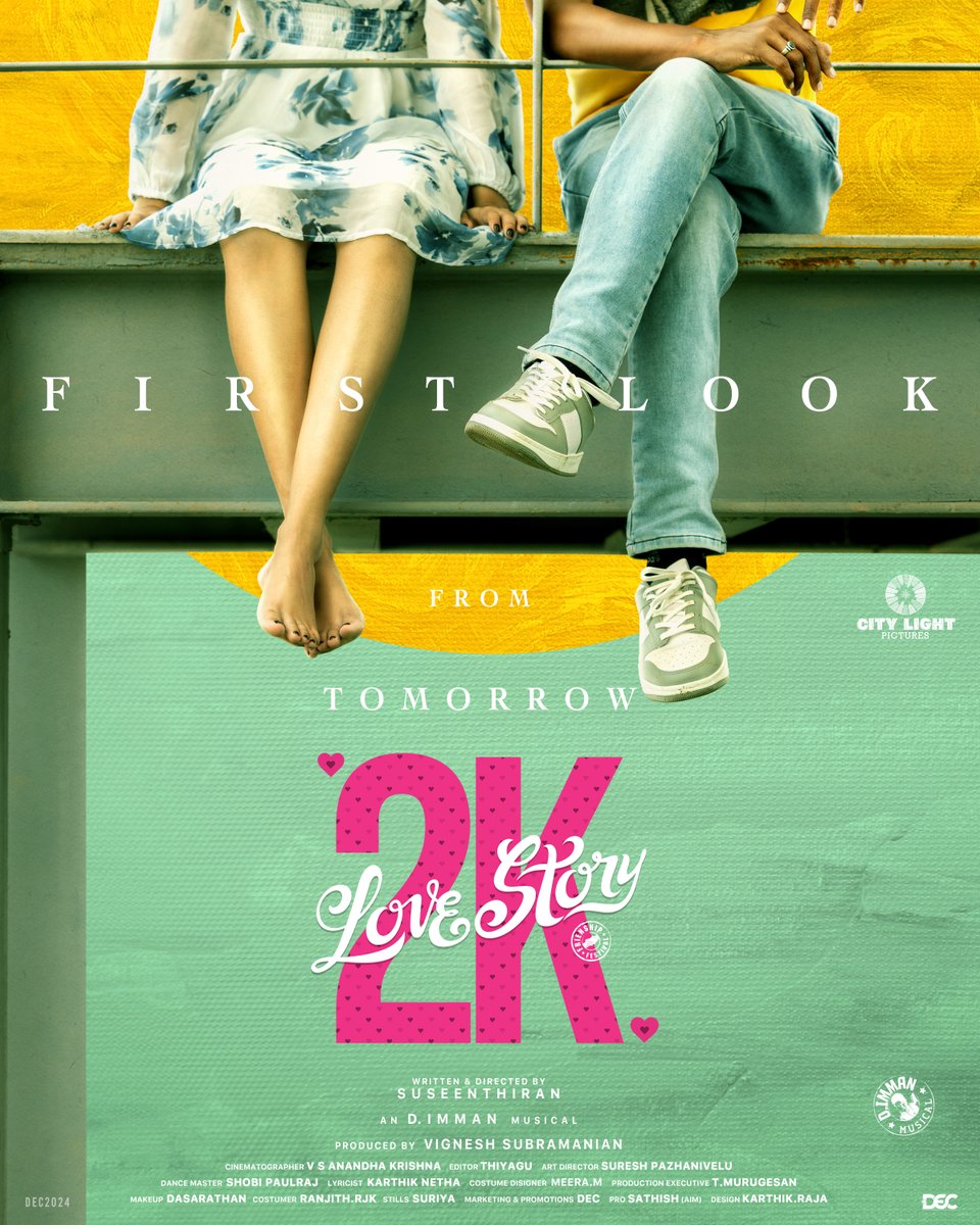 D.IMMAN (@immancomposer) on Twitter photo Get ready to fall in love all over again! 🌟 The first look of our '2k Love Story' movie is dropping tomorrow! ❤️🔥
A #DImmanMusical
Praise God!
<a href="/Dir_Susi/">vennila production</a> <a href="/iamjagaveer/">Jagaveer</a> <a href="/MeenakshiGovin2/">Meenakshi Govindharajan</a> <a href="/CityLightPics/">City Light Pictures</a> @vignesh17935 @anad16na <a href="/SureshpaArt_dir/">suresh pazhanivelu</a> <a href="/thiyaguedit/">Thiyagarajan Editor</a> <a href="/shobimaster/">Shobi Paulraj</a> Get ready to fall in love all over again! 🌟 The first look of our '2k Love Story' movie is dropping tomorrow! ❤️🔥
A #DImmanMusical
Praise God!
<a href="/Dir_Susi/">vennila production</a> <a href="/iamjagaveer/">Jagaveer</a> <a href="/MeenakshiGovin2/">Meenakshi Govindharajan</a> <a href="/CityLightPics/">City Light Pictures</a> @vignesh17935 @anad16na <a href="/SureshpaArt_dir/">suresh pazhanivelu</a> <a href="/thiyaguedit/">Thiyagarajan Editor</a> <a href="/shobimaster/">Shobi Paulraj</a>