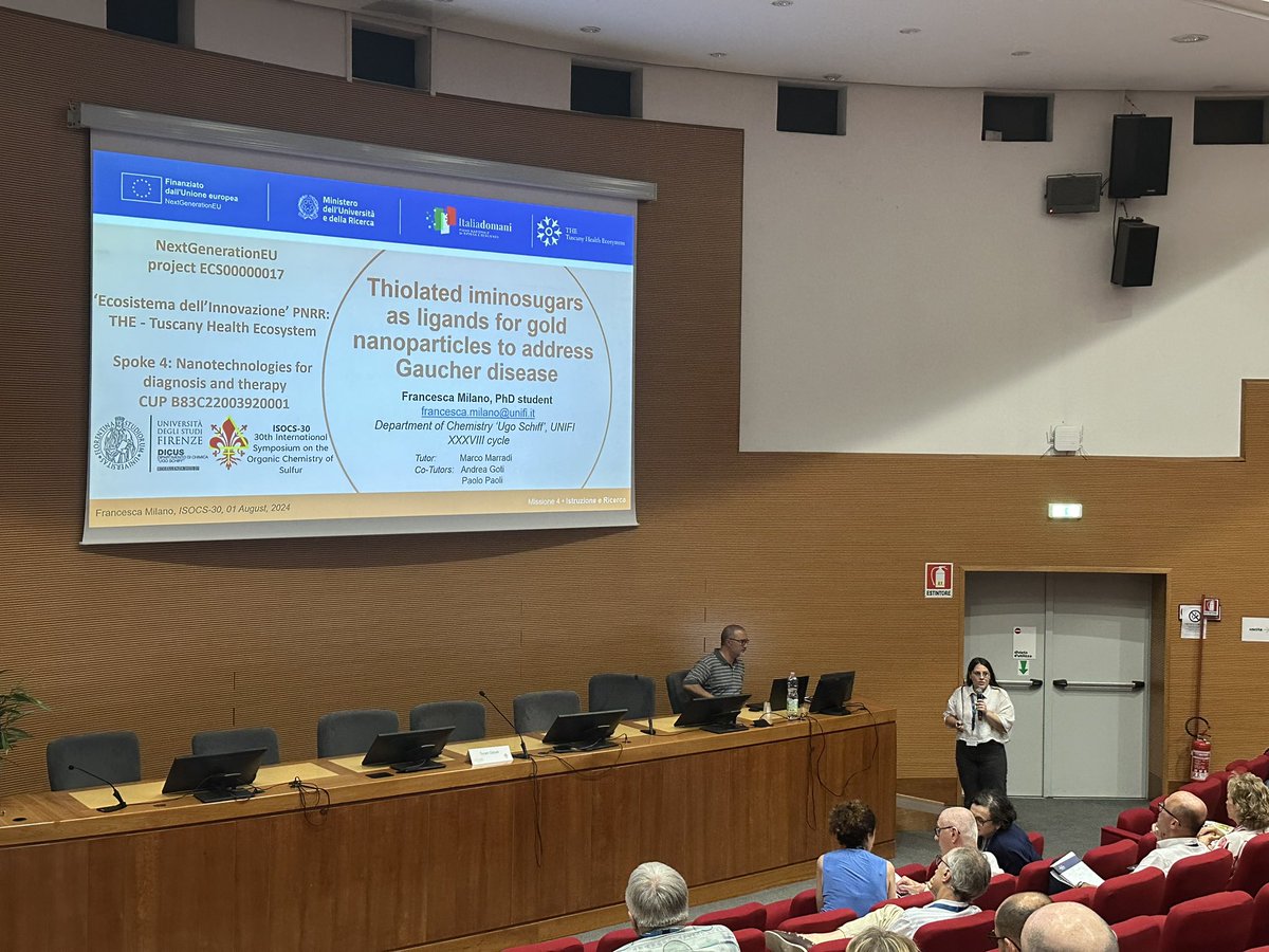 isocs30's tweet image. Francesca Milano presented: “thiolated iminosugars as ligands for gold nanoparticles to address gaucher disease”
#ISOCS30