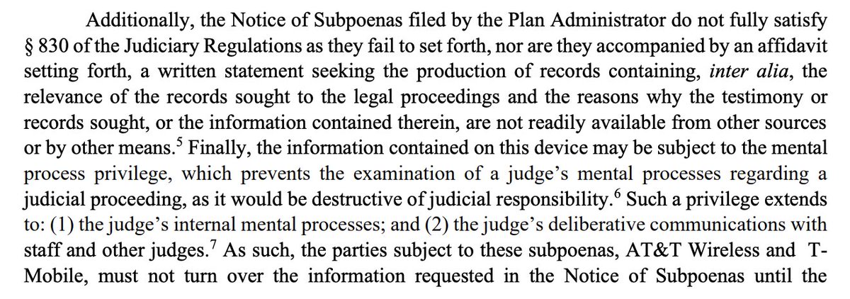 dakincampbell's tweet image. Another showdown in SDTX, after the chief judge required parties to explain what they hoped for in depositions of Judge Jones and his case manager.
Now another party has issued subpoenas to get copies of the Judge's cellphone records.
The chief judge's response? Not so fast.
