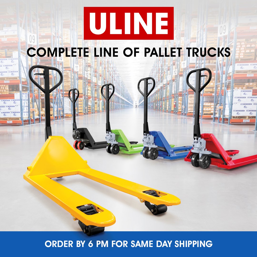 Need a lift? Uline has a complete line of Pallet Trucks in a wide variety of colors and styles, including Low Profile, Extra Long and Heavy Duty. uline.com