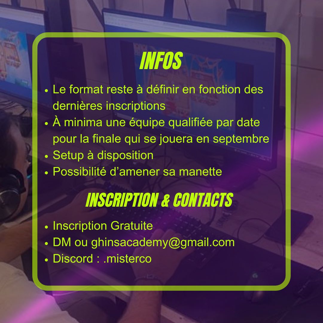 Tournoi 2S’ #rocketleague avec la <a href="/Ghins_Aix/">GHINS</a>, <a href="/aixmaville/">Aix-en-Provence</a> dès ce samedi 19H !
📍Gymnase Yvan Gros - IZIBOX