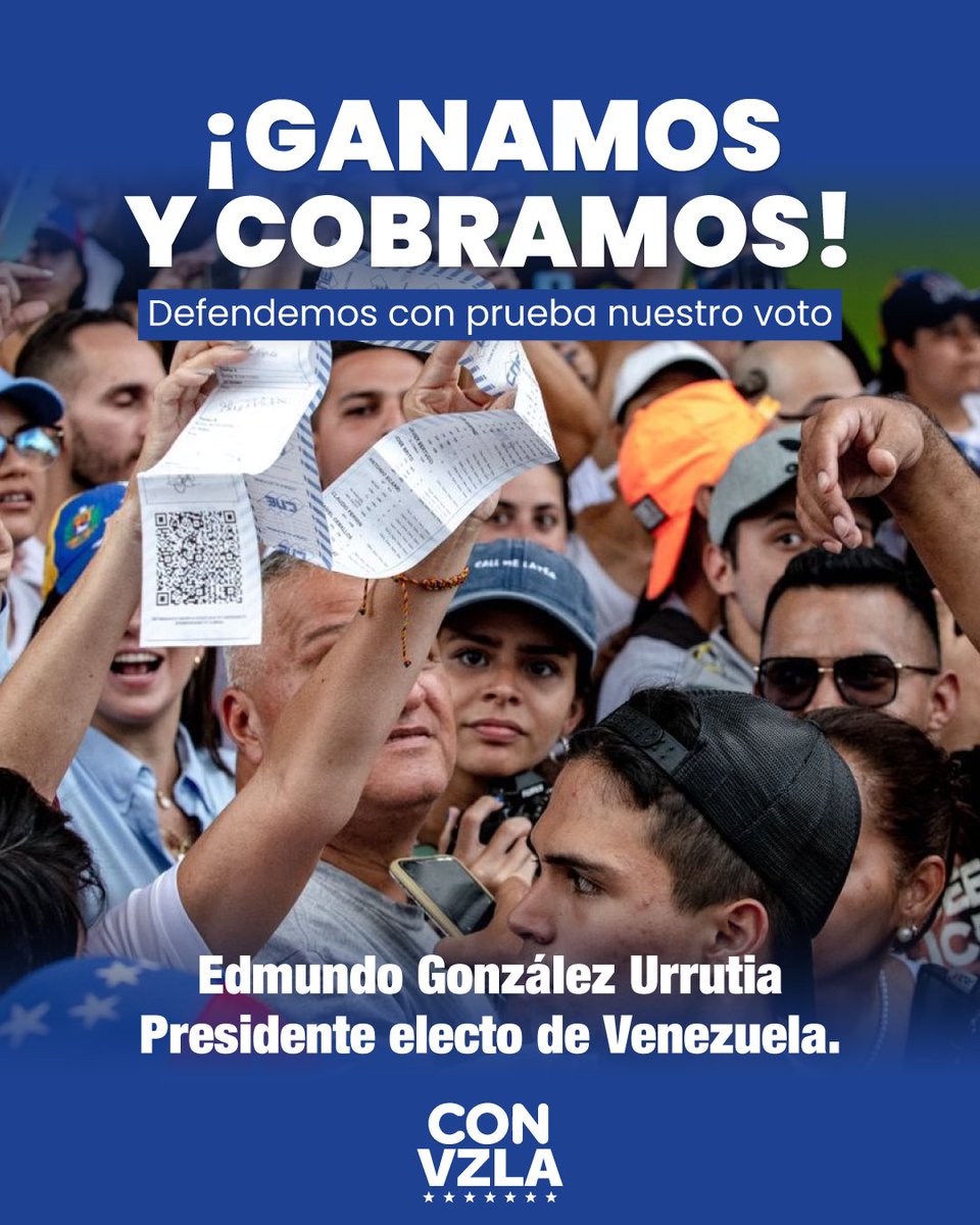 Millones de venezolanos votaron por un cambio y eligieron a <a href="/EdmundoGU/">Edmundo González</a> como el nuevo presidente de Venezuela. 

#TenemosLasPruebas