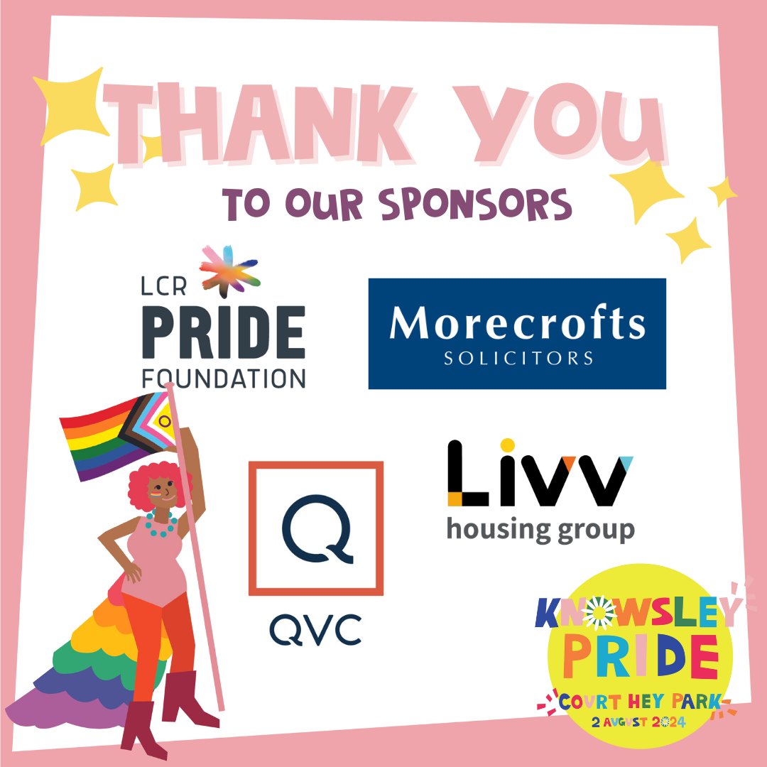 🌈 Knowsley Pride is just around the corner! A huge thank you to our amazing sponsors for making this event possible.

Together, we are a community of acceptance and support. ❤️

See you all tomorrow!  

 #KnowsleyPride #OneKnowsley #MichaelCauserFoundation