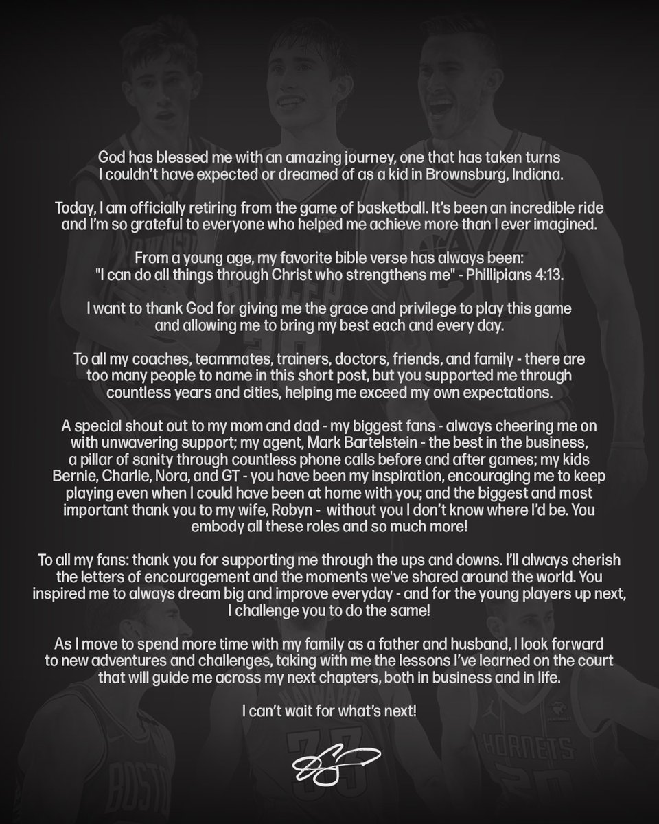 2kmoddingcmty's tweet photo. Gordon Hayward is retiring from the NBA 

Via @gordonhayward https://t.co/UIU5HSwDYZ