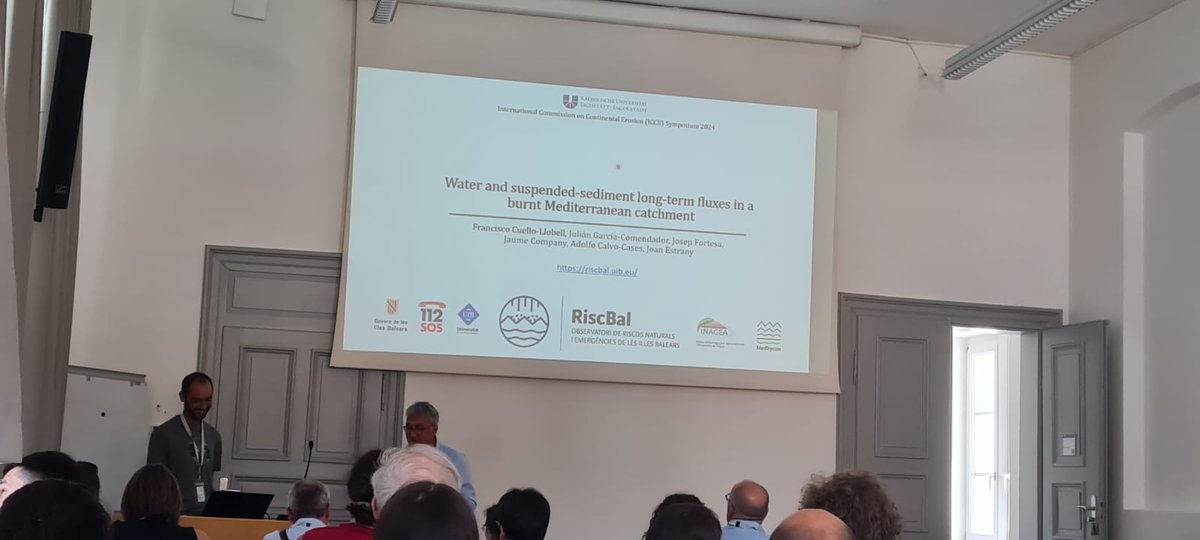 Fran Cuello, <a href="/JaumeCompany/">Jaume Company Ferrer</a>  i @jjestrany, de <a href="/RiscBal/">RiscBal</a>, han participat al International Commission on Continental Erosion (ICCE) Symposium 2024: Sensitivity of erosion and sediment transport to recent climate change.
🗓️23/07– 26/07
📍Eichstätt, Alemanya
🔗ku.de/mgf/geographie…