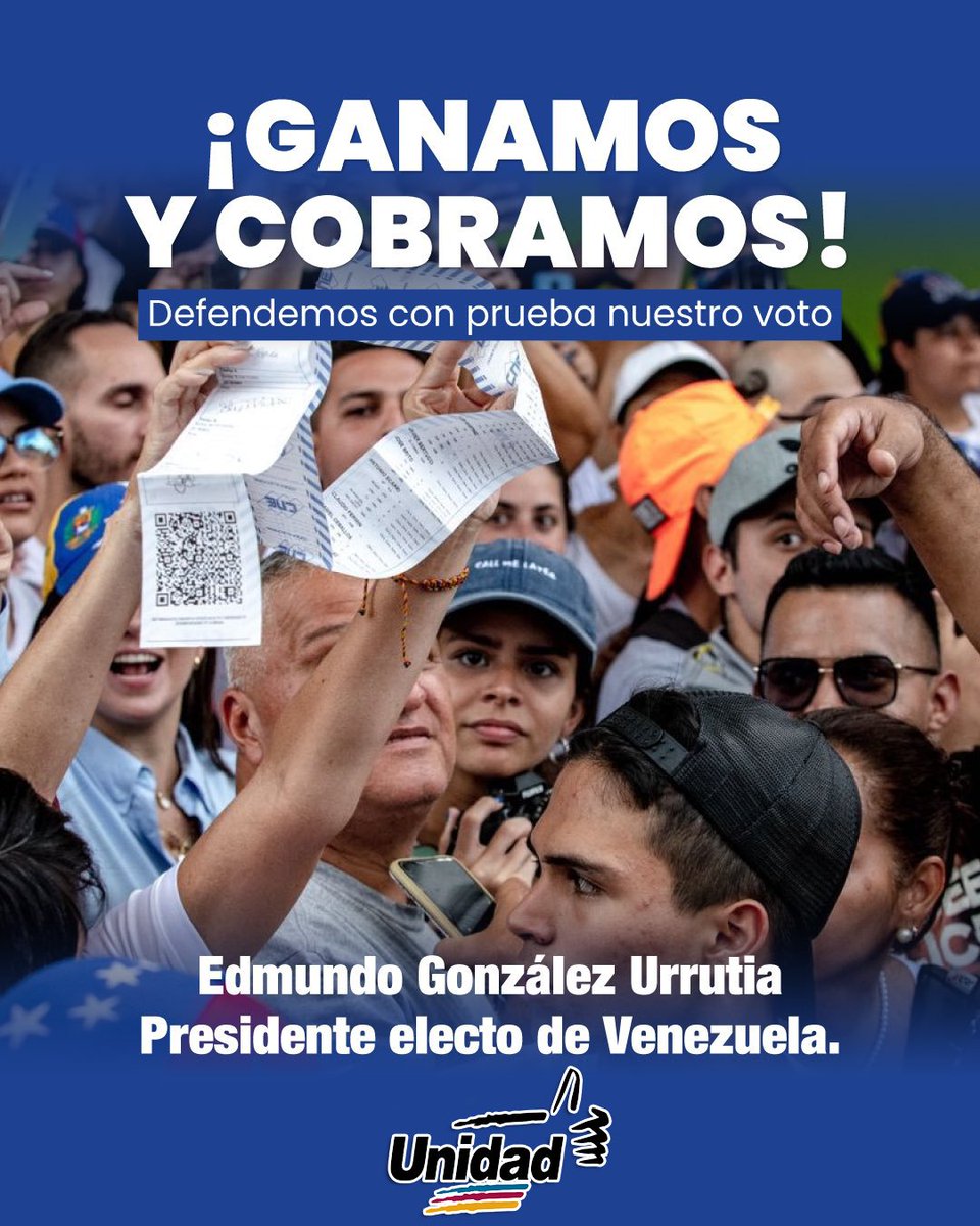Millones de venezolanos votaron por un cambio y eligieron a <a href="/EdmundoGU/">Edmundo González</a> como el nuevo presidente de Venezuela. 

#TenemosLasPruebas
