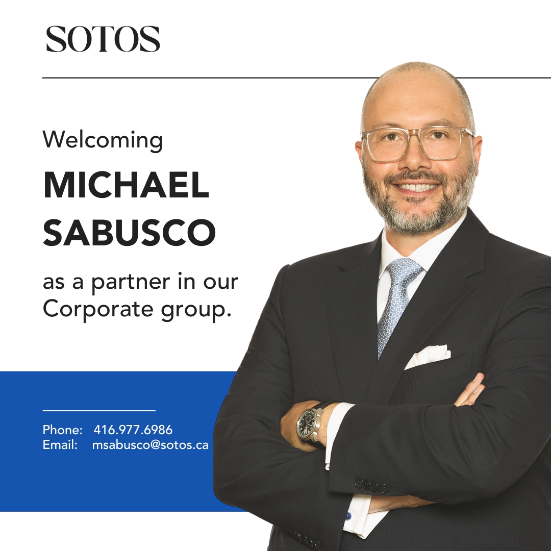 We are pleased to announce that Michael Sabusco has joined Sotos LLP as a partner in our Corporate group. His practice focuses on corporate and securities law, with a focus on mergers &amp; acquisitions. You can view Michael's bio page here: sotosllp.com/people/michael….