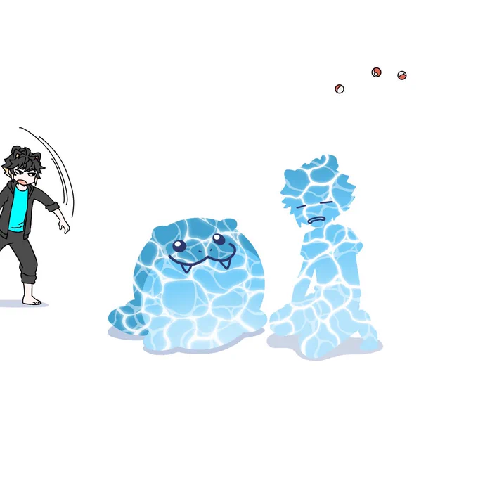 最終的に水シパソになっちゃったけど黒がほのおタイプポケモンで炙ってくれたから事なきを得たよー! 