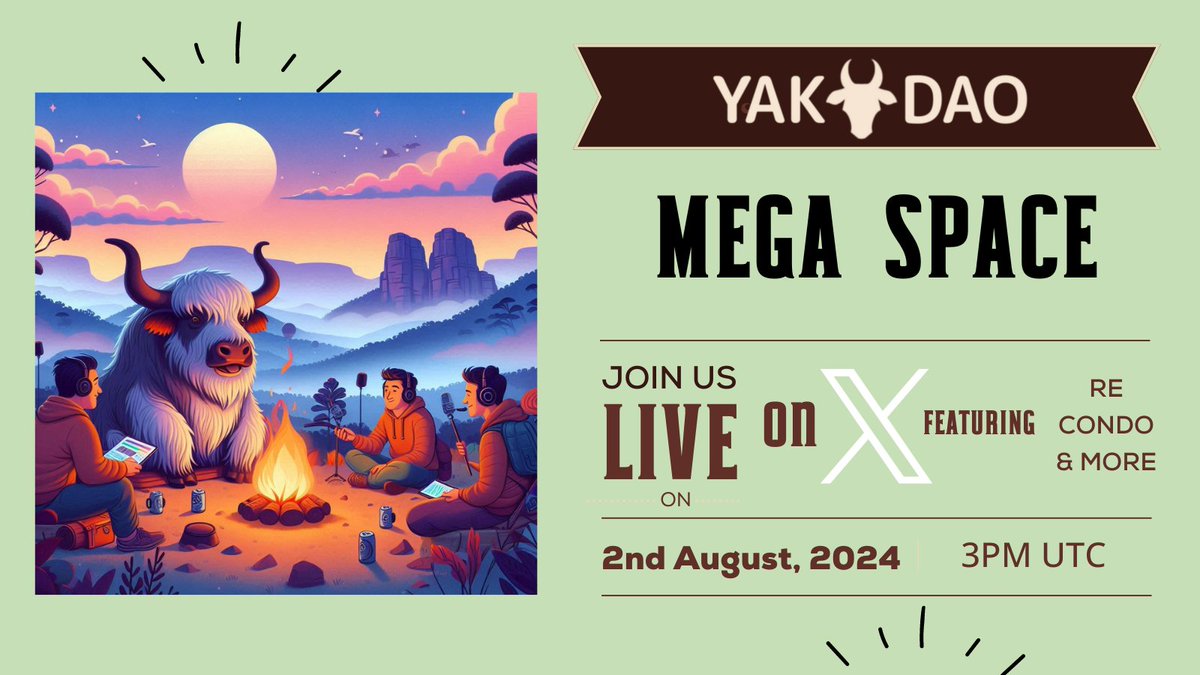 theyakdao's tweet image. GM YAKS🤠

The weekend is almost here and it's almost that time again, WEEKLY MEGA SPACES TIME! 🎙️

📅Tomorrow: 3pm UTC

Tune in as we discuss "The $16 Trillion Opportunity", what makes it so different this time and some key market metrics going unnoticed right now 👀

We'll be…