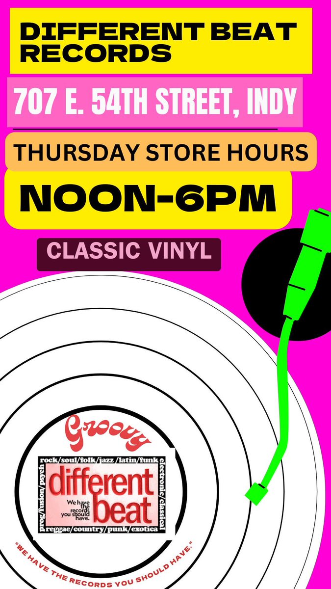 Different Beat Records Store Hours Today: Noon - 6pm.
707 E. 54th Street, SoBro (next to the Jazz Kitchen).
#classicvinyl