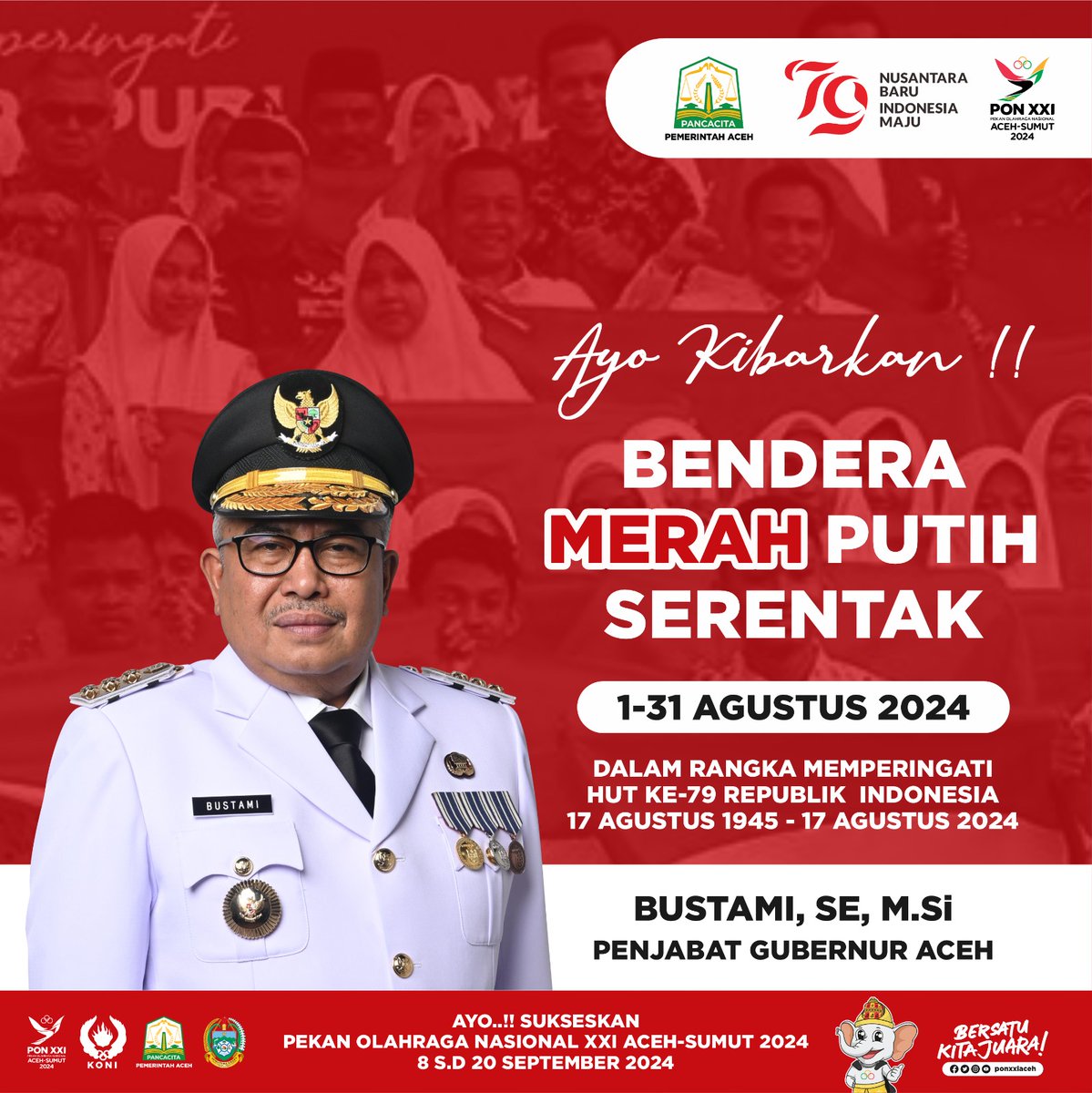 DkpAceh's tweet photo. Ayo Kibarkan BENDAHARA MERAH PUTIH SERENTAK
1 - 31 Agustus 2024.
Dalam Rangka Memperingati HUT Ke-79 Republik Indonesia
17 Agustus 1945 - 17 Agustus 2024.
#kadisdkpaceh #alimankadisdkpaceh #dkpaceh #pemerintahaceh #hutri79 #kibarkanmerahputih #17agustus1945 #17agustus2024 https://t.co/P9hfJqBueY