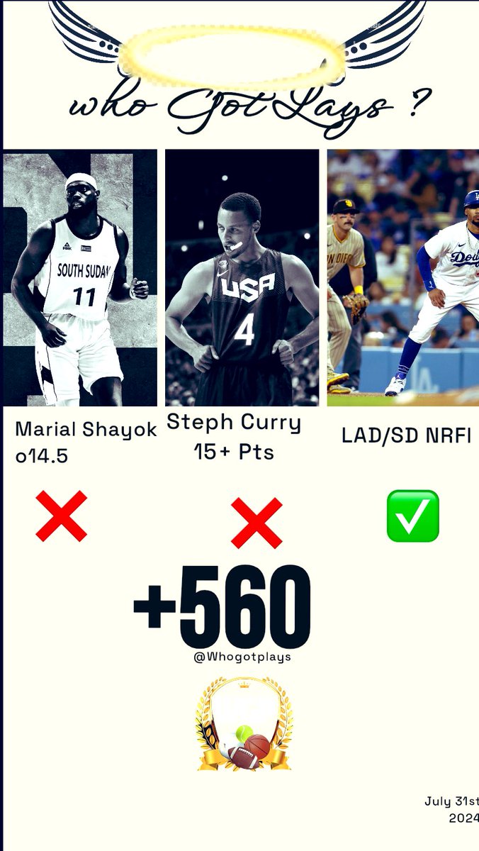 WHOGOTPLAYS's tweet image. “Recap of yesterday’s ‘Who Got Lays’ parlay: The only hit was the NRFI between LAD/SD. The rest didn’t quite make it, but we’re ready for the next round! 🎯 #SportsBetting #ParlayRecap #BetSmart”