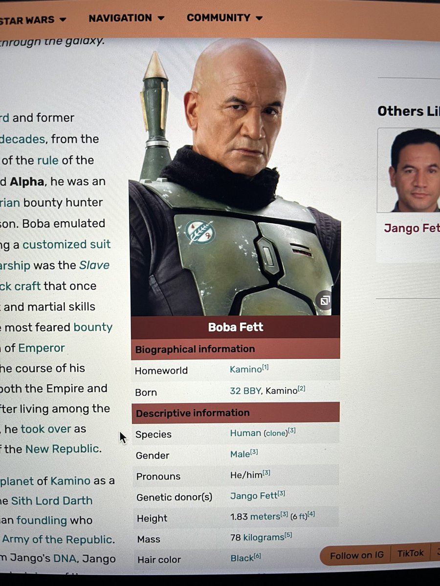 5anteri's tweet photo. Woke #Disney agenda spreads to Fandom pages. Why does Boba Fett need ”pronouns”? #StarWars https://t.co/SQlCdyqfPu